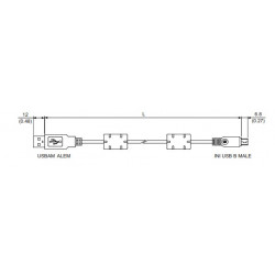 Mini USB kábel 1,5 méter  USB A apa / USB B apa csatlakozókkal