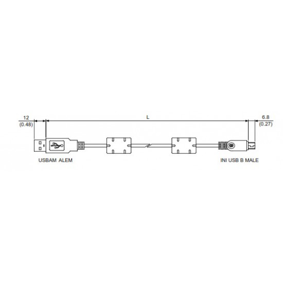 Mini USB kábel 1,5 méter  USB A apa / USB B apa csatlakozókkal