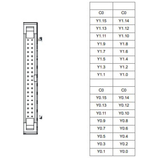 PLC kimeneti modul - 32 DO Tranzisztor NPN, 5~30VDC 0,1A  MIL csatlakozós