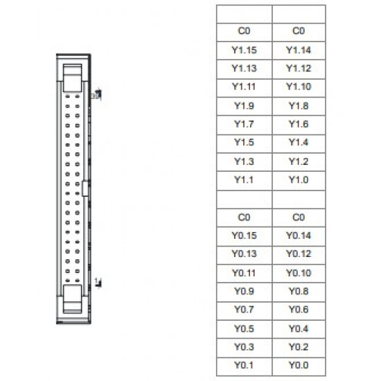 PLC kimeneti modul - 32 DO Tranzisztor NPN, 5~30VDC 0,1A  MIL csatlakozós