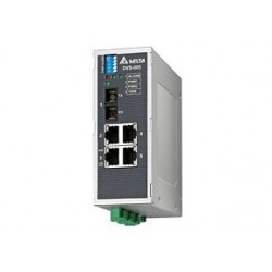 Switch - 5x port 100Mbit Ethernet, 1x optikai port MM, 1x Relé kim.,Táp 12~48VDC