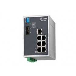 Switch - 8x port 100Mbit Ethernet, 1x optikai port MM, 1x Relé kim.,Táp 12~48VDC