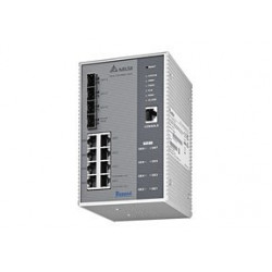 Switch menedzselhető 8x port 100 Mbit, 4x port SFP, 4x port GbE, PoE, Táp 48 VDC