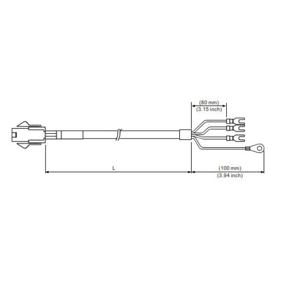 Tápkábel - 10 méter, 750W-ig  ECM-B3 és ECM-A3 Szervomotorokhoz (0401 ~ 0807)