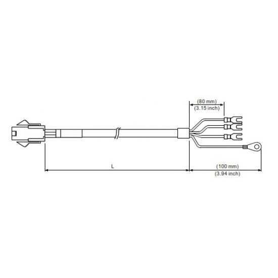 Tápkábel - 3 méter, 750W-ig  ECM-B3 és ECM-A3 Szervomotorokhoz (0401 ~ 0807)