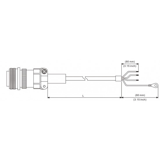 Fékes Tápkábel - 3 méter 1,5 kW-tól  ECMC szervomotorokhoz