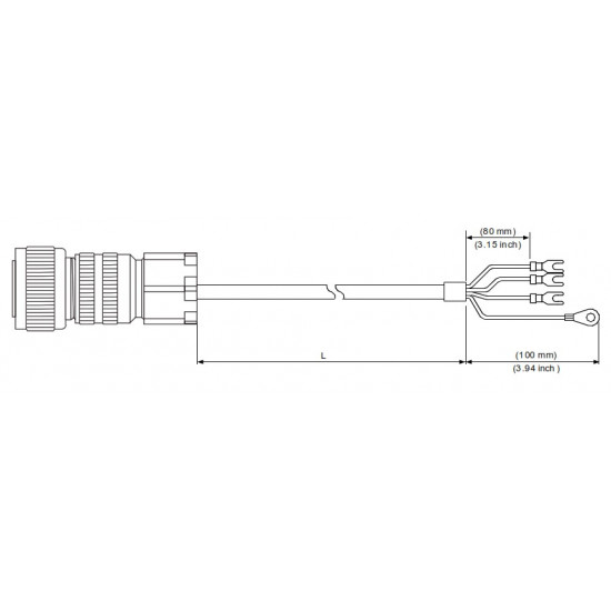 Tápkábel - 3 méter 1kW ~ 2kW-ig  ECM-B3 / ECM-A3 Szervomotorokhoz (1010~1320)