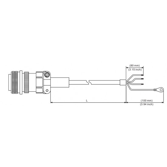 Tápkábel - 3 méter 2~3kW (1820~1830) ECMC szervomotorokhoz