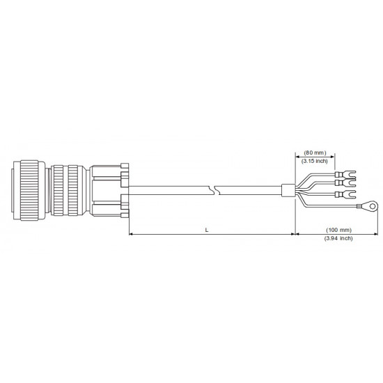 Tápkábel - 3 méter 2~3kW-ig  ECM-B3 / ECM-A3 Szervomotorokhoz (1820~1830)