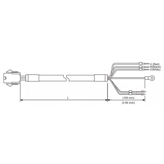 Tápkábel fékes - 3 m 750W-ig ECM-A3 / ECM-B3 motorokhoz (0401~0807) 220V 1Fázis