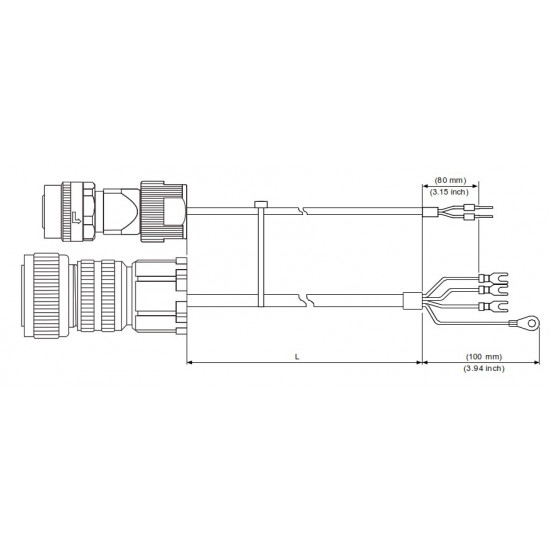 Tápkábel fékes - 3 méter 2~3kW-ig  ECM-B3 / ECM-A3 Szervomotorokhoz (1820~1830)