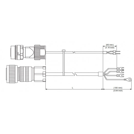 Tápkábel fékes - 3 méter 2kW-ig  ECM-B3 / ECM-A3 Szervomotorokhoz (1010~1320)