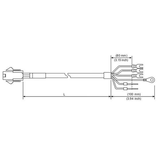 Tápkábel fékes - 3 méter 750W-ig  ECM-B3 és ECM-A3 Szervomotorokhoz (0401~0807)