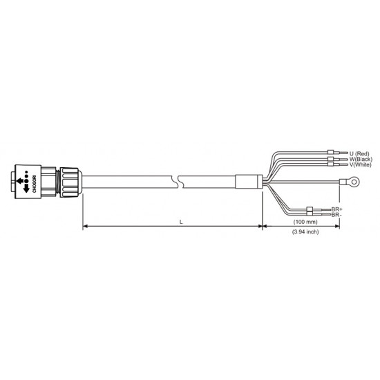 Tápkábel fékes IP67 - 3 méter 750W-ig  ECM-B3 / ECM-A3 motorhoz (0401~0807)