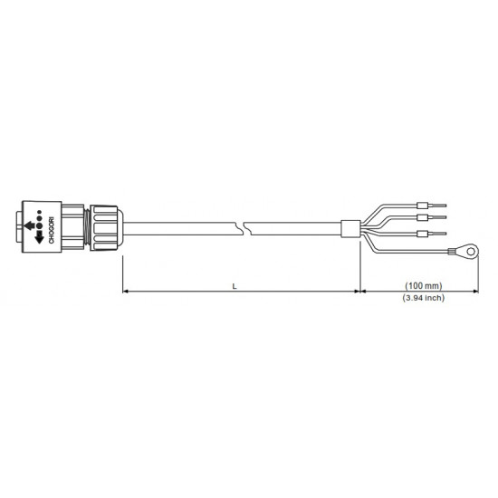 Tápkábel IP67 - 3 m 750W-ig ECM-A3 / ECM-B3 motorokhoz (0401~0807) 220V 1Fázis