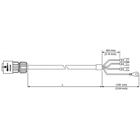 Tápkábel IP67 - 3 méter 750W-ig  ECM-B3 és ECM-A3 Szervomotorokhoz (0401~0807)