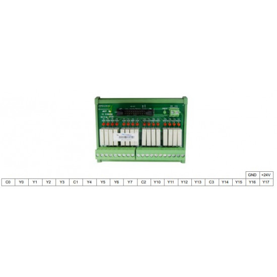 Terminál modul - DVP32SN11TN PLC modulhoz, 16 relé, 20 tűs MIL csatlakozóval